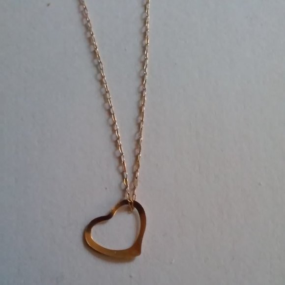 Tiny Gold Heart Necklace Hangs 8" Heart is 3/8" - Picture 1 of 3